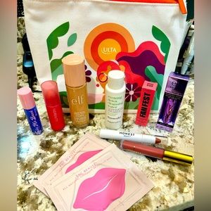 Makeup bungle with bag- Honest, Huda, elf, Benefit, lip masks, blush, lip stick